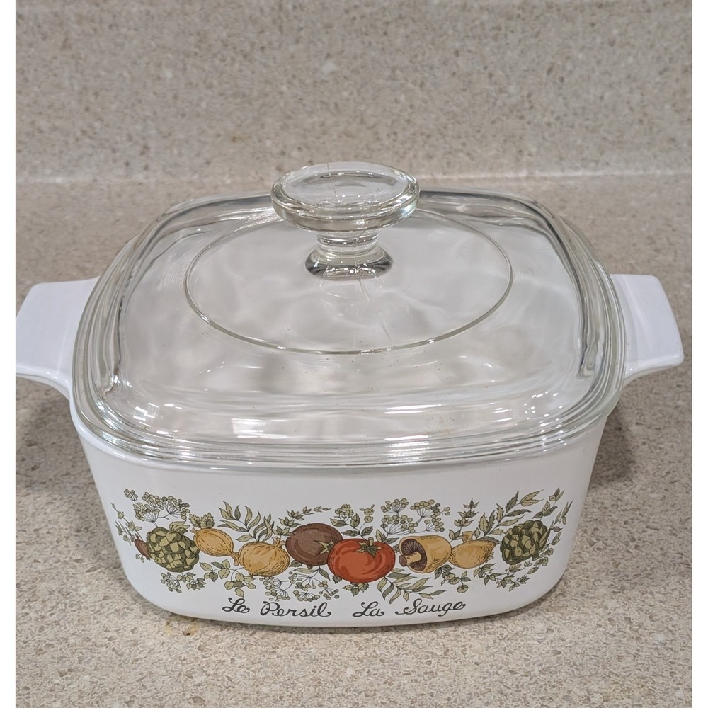 Vintage CorningWare Spice of Life Le Persil La Sauge 1-1/2 Qt Casserole dish/Lid